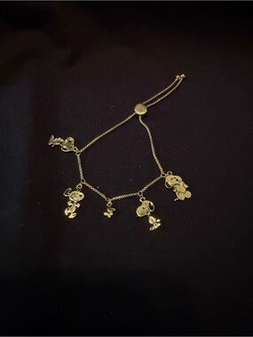 Gold Adjustable Snoopy Charm Bracelet